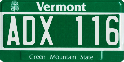 VT license plate ADX116