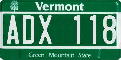 VT license plate ADX118