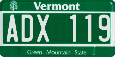 VT license plate ADX119