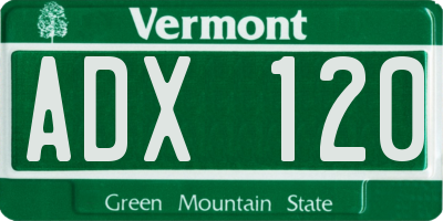 VT license plate ADX120