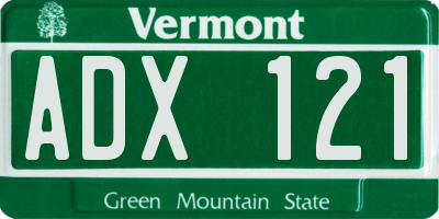 VT license plate ADX121