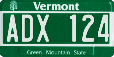 VT license plate ADX124