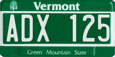 VT license plate ADX125