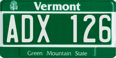 VT license plate ADX126