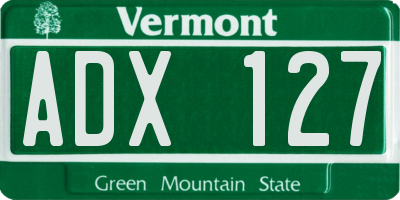 VT license plate ADX127