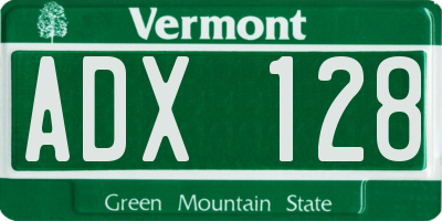 VT license plate ADX128