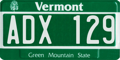 VT license plate ADX129