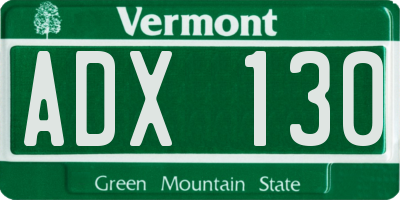 VT license plate ADX130