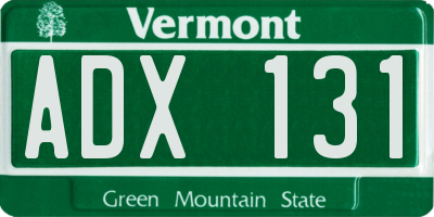 VT license plate ADX131