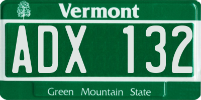 VT license plate ADX132