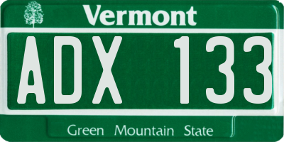 VT license plate ADX133