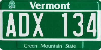 VT license plate ADX134