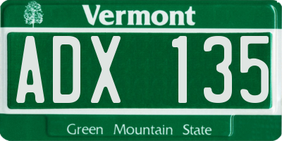 VT license plate ADX135