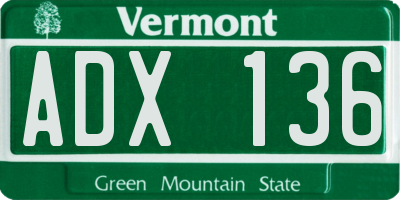 VT license plate ADX136