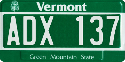 VT license plate ADX137