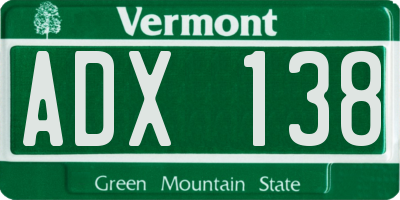 VT license plate ADX138