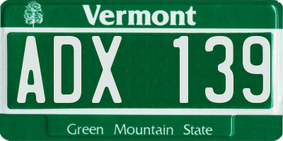 VT license plate ADX139