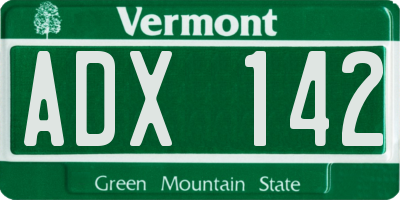 VT license plate ADX142