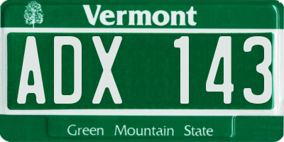 VT license plate ADX143