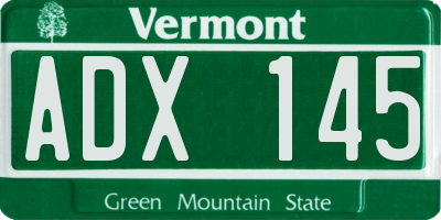 VT license plate ADX145