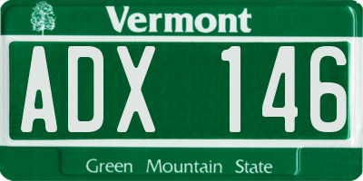 VT license plate ADX146