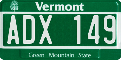 VT license plate ADX149