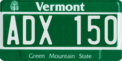 VT license plate ADX150