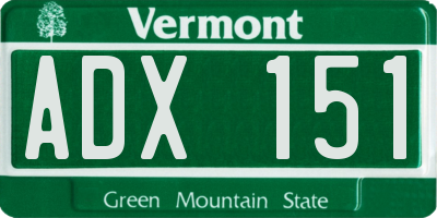 VT license plate ADX151