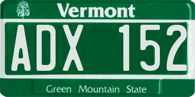 VT license plate ADX152