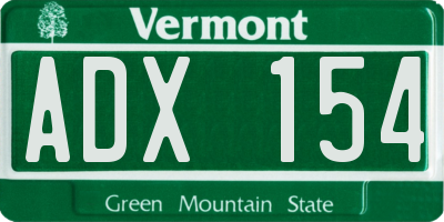 VT license plate ADX154