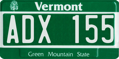 VT license plate ADX155