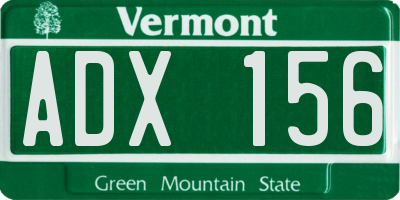 VT license plate ADX156