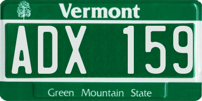VT license plate ADX159
