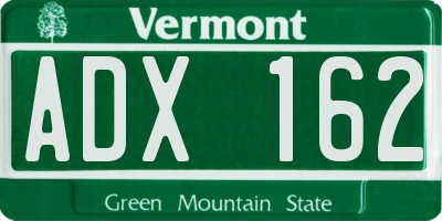 VT license plate ADX162
