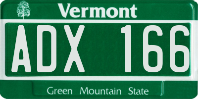 VT license plate ADX166