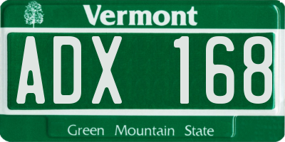 VT license plate ADX168
