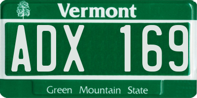 VT license plate ADX169