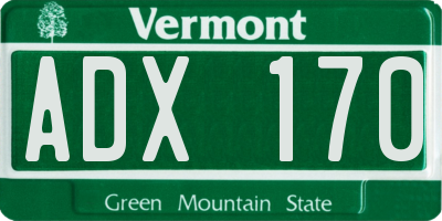 VT license plate ADX170