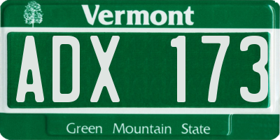 VT license plate ADX173