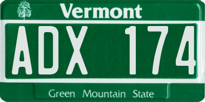 VT license plate ADX174