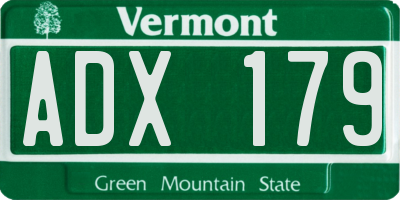 VT license plate ADX179