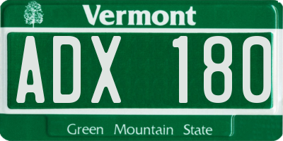 VT license plate ADX180