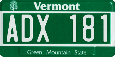 VT license plate ADX181