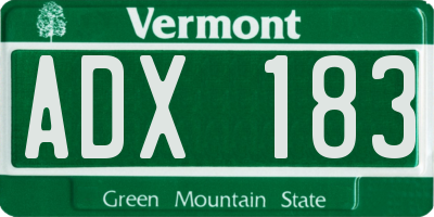 VT license plate ADX183