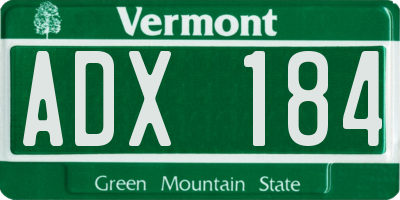 VT license plate ADX184