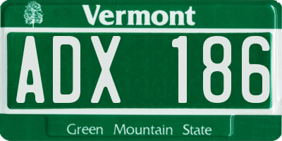 VT license plate ADX186