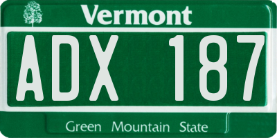 VT license plate ADX187