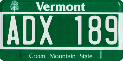VT license plate ADX189