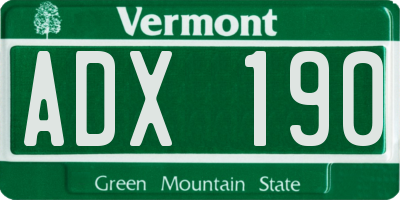 VT license plate ADX190