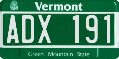 VT license plate ADX191